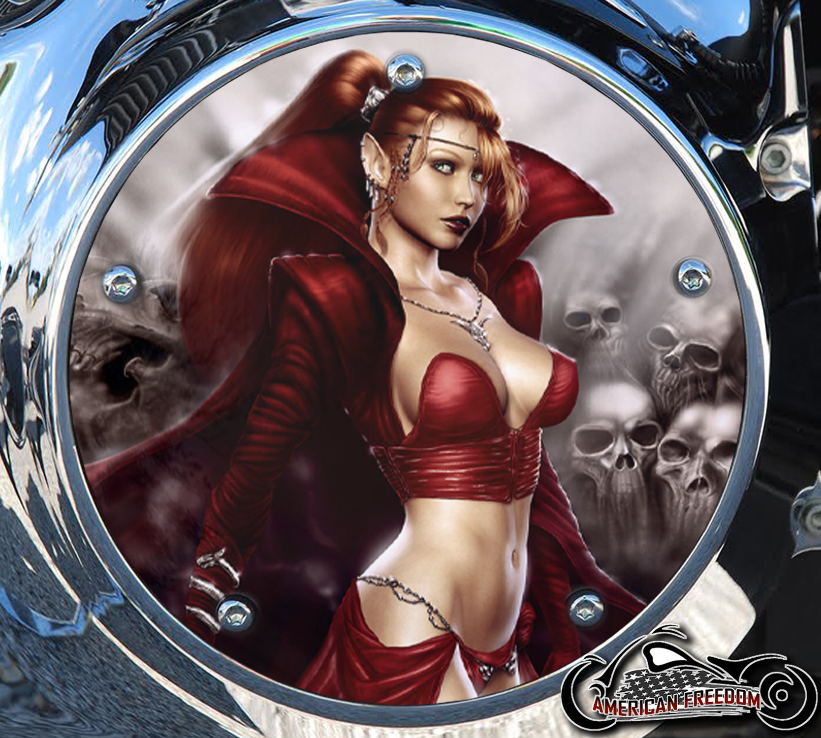 Custom Derby Cover - Red Sexy Witch